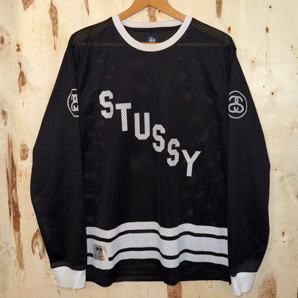 Stussy Y2K All City Champs Black Mesh Long Sleeve Jersey Size Mens Large